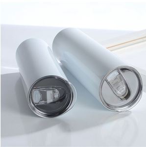 Gobelet isotherme droit en acier inoxydable blanc de 20 oz, avec revêtement par sublimation, pour transfert thermique, avec manchon pour paille, idéal comme cadeau - Product Image 2