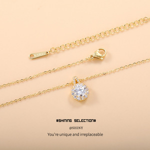 Collar de circonita con diseño de girasol, chapado en oro sobre cobre, cadena para clavícula, para mujer, uso diario - Product Image 2