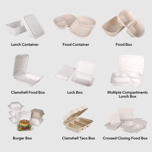 Caja de almuerzo de pulpa desechable Biodegradable ecológica, contenedor de comida de caña de azúcar para llevar - Product Image 5