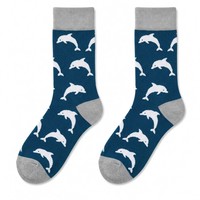 Chaussettes en coton peigné de qualité supérieure personnalisées, motif jacquard d'organismes marins, respirantes, décontractées, pour hommes et femmes