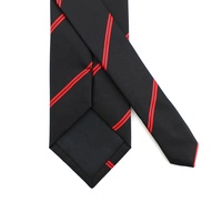 Football Club Anniversaire Hommes Cravates Polyester Jacquard Tissé Logo Personnalisé Chine Rouge Noir Rayé Cravate pour la Vente en Gros