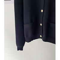 En stock – Photos réelles – Cardigan en tricot court à col ras du cou 100 % coton, élégant et luxueux en tweed pour femme, idéal printemps-automne 16a-2520