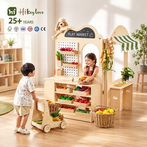 Hikeylove Ensemble de <span class=keywords><strong>maison</strong></span> de jeu intérieure moderne en bois pour enfants, idéal pour la garderie, la salle de classe, le jeu de rôle, mobilier Montessori, écologique - Product Image 1