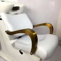 Fauteuil de lavage moderne et minimaliste en métal, en similicuir PU noir imperméable, pour spa, salon de coiffure et soins du visage