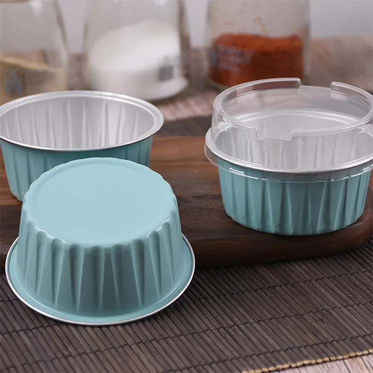 125ml dùng một lần Vòng đầy màu sắc nhôm lá nướng ly cho bánh muffin nướng container