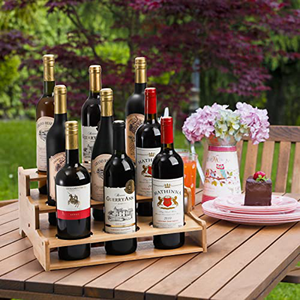 Soporte para botellas de bambú de 3 niveles, soporte para exhibición de vino de mesa, estante para botellas de 9 botellas - Product Image 6