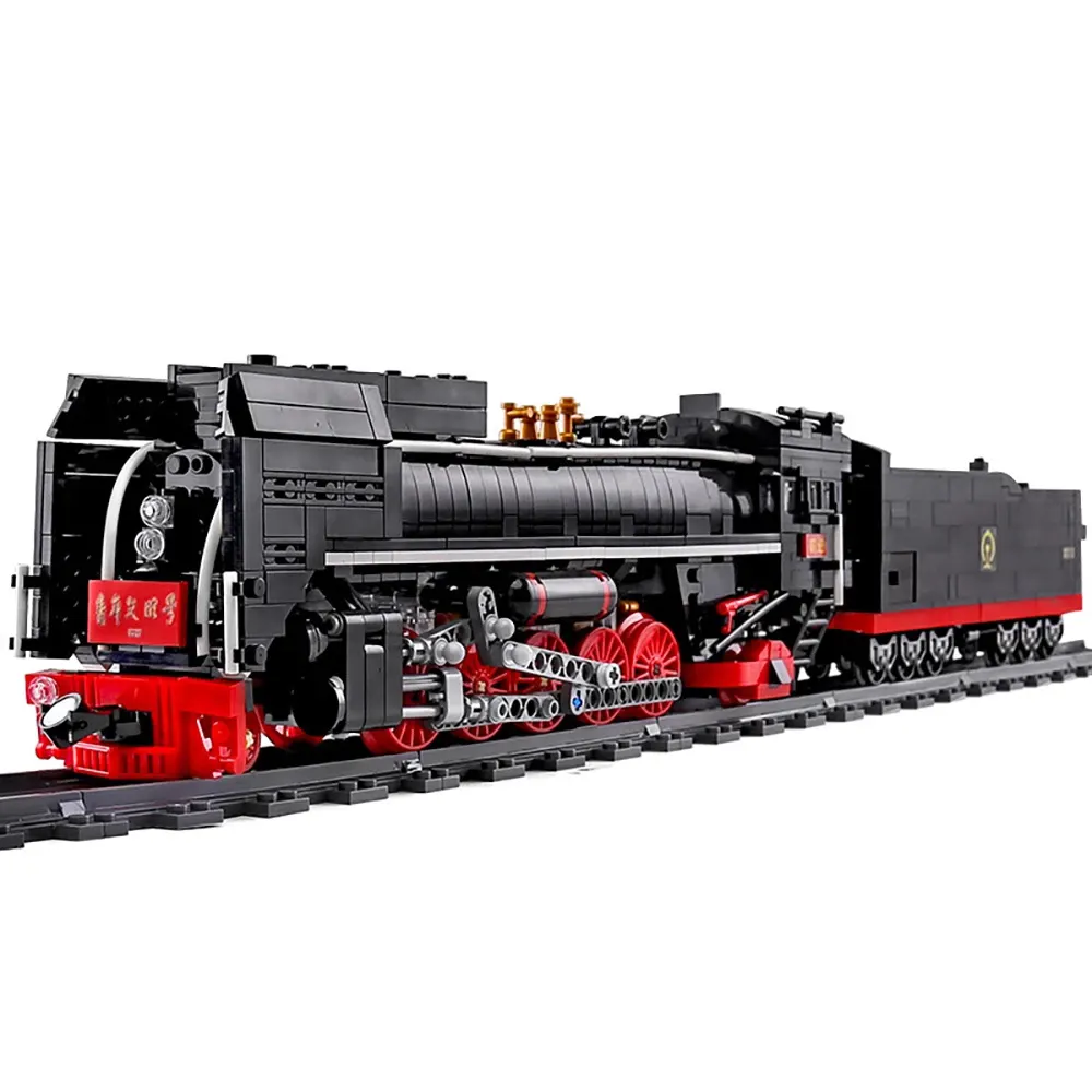 12003 RC העולם רכבת עיר סדרת QJ קטרי קיטור דגם חשמלי התאסף DIY צעצוע חשמלי בניין בלוק רכבת