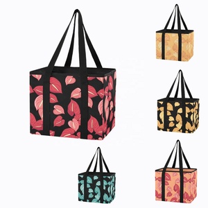 Bolsas de Compras Plegables Reutilizables con Diseño de Flor de Anturio Hawaiano, Cestas de Almacenamiento Plegables con Asas Largas - Product Image 1