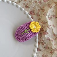 Barrette latérale pour cheveux en crochet fait main, motif fleur d'œuf, mignonne, accessoires capillaires tricotés à la main, vente en gros, coiffure pour jeunes filles