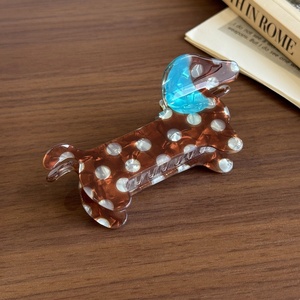 Pince à cheveux en acétate style coréen, motif chiot de dessin animé, douce et adorable, à pois, accessoire capillaire coloré et exquis, petite barrette - Product Image 6