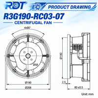 Ventilateur centrifuge industriel HVAC R3G190-RC03-07 à haut débit d'air pour système de refroidissement et remplacement d'équipement