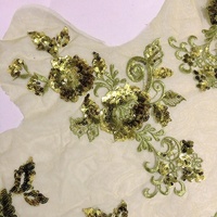 Applique en dentelle brodée multicolores avec sequins ivoire pour robe de bal de prince LT2401A