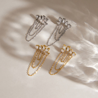 Boucles d'oreilles pendantes géométriques J&D Jewelry avec chaîne superposée et pampille en acier inoxydable plaqué or pour femme