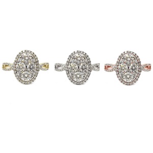 Usine directe brillant de qualité supérieure mode 18k or blanc massif véritable diamant naturel ovale détaillé cluster anneaux pour les femmes cadeau - Product Image 4