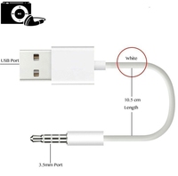 Adaptateur de transfert audio et de charge USB 2.0 avec prise jack 3,5 mm pour iPod Shuffle 3e, 4e, 5e, 6e et 7e génération