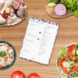 Vert Floral 52 planificateur de repas non daté bloc-notes magnétiques à feuilles mobiles pour <span class=keywords><strong>la</strong></span> préparation de repas hebdomadaire en famille réfrigérateur <span class=keywords><strong>1</strong></span> paquet <span class=keywords><strong>liste</strong></span> de courses <span class=keywords><strong>1</strong></span> paquet - Product Image 3