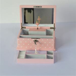 Nuevo Diseño Personalizado de Lujo, Caja Musical de Joyería con Puntos Rosas/Blancos para Regalo para Niña - Product Image 3