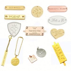 Étiquettes métalliques personnalisées de haute qualité, multicolores, avec logo artisanal, en alliage, faites à la main, pour vêtements et accessoires - Product Image 4