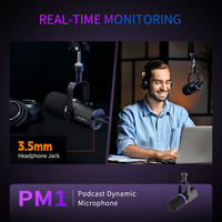 Micrófono dinámico FEELWORLD PM1 XLR/USB para grabación de podcasting, transmisión en vivo de juegos