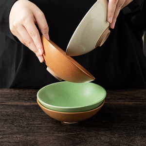Tazones de Cerámica Retro Hechos a Mano con Esmalte Craquelado, Vajilla para Servir Comida en Casa - Product Image 2