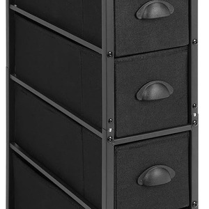 Clothing Organizer 4 Layers Black Metal Frame With Wheels And Wooden Top For <b>Storage</b> And Organization - Product Image 5