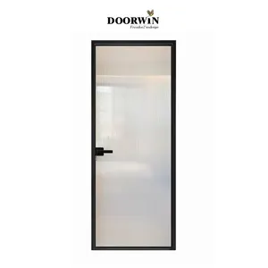 Simple Design Narrow Frame Thermal Break Aluminum Interior Aluminium Frame Custom Glass Toilet Bathroom Kitchen Door for house