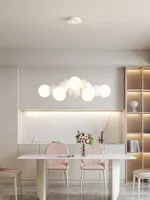 Lampe suspendue de style moderne italien 2025 pour salon, table à manger, restaurant, crème, nouveau lustre à piles