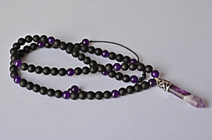 Men's Long Gemstone Natural Stone <strong>Necklace</strong> Onyx &amp; <strong>Amethyst</strong> <strong>Necklace</strong> - Product Image 3