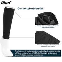 Manchons de compression pour mollets IRun personnalisés avec logo imprimé, unisexes, soutien des jambes, chaussettes souples, extensibles et respirantes pour la course à pied