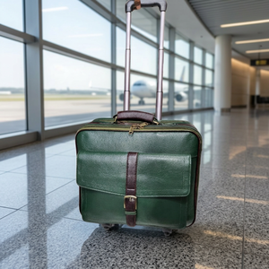 Valise trolley numérique marron en cuir véritable poli, de luxe, durable, simple et classique, avec 4 roues en alliage d'aluminium intégrées - Product Image 1