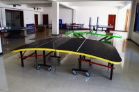 Table de football et de tennis de table pliable en bois et acier, imperméable, durable, écologique, avec roues mobiles, pour usage extérieur/intérieur C-TOP