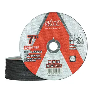 SALI-disco de corte para amoladora angular, herramienta abrasiva de 180mm especial para discos rojos de acero inoxidable con certificación EN12413