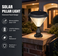 Lampe solaire extérieure pour poteau avec design minimaliste, haute luminosité, étanche, en aluminium, pour clôture extérieure
