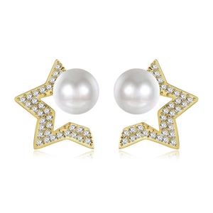 ขายส่งคริสตัลมุกต่างหูเครื่องประดับผู้หญิงที่เรียบง่ายมุกและลูกบาศก์เซอร์โคเนียต่างหู - Product Image 4