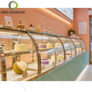 ตู้โชว์เบเกอรี่หรูหรา กระจกโค้ง ตู้โชว์ขนมหวาน เค้ก คุณภาพสูง เฟอร์นิเจอร์เบเกอรี่ - Product Image 1