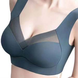 S-Shaper Wide Strap <strong>Mesh</strong> Stitching Bra Comfort Push up Wire Free Plus Size Bra <strong>Big</strong> Cup <strong>Vest</strong>-Style Underwear <strong>Big</strong> Chest Bra - Product Image 3