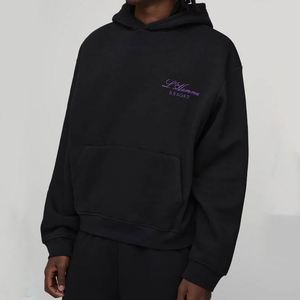 Sweat-shirt à capuche noir et violet avec logo, pantalon de survêtement à jambes larges, ensemble de survêtement personnalisé pour homme en deux pièces - Product Image 2