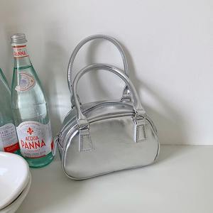 Red Women's Bowling Bag Zipper Closure <b>Hand</b> Carry <b>Mini</b> Crossbody Bag Everyday Outfits Casual Style - Product Image 4