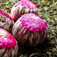 Boules de thé en fleurs classiques chinoises FINE SONGLUO, faites à la main, au thé vert aiguille d'argent, fleurs séchées de lys et d'osmanthus, Anhui