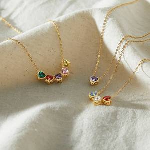 Kalung Liontin Hati Berlapis Emas 18K Anti Karat, Liontin Batu Kelahiran Custom, Perhiasan Hadiah - Product Image 5