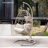 VANRIOS-HB-07 de jardin suspendu en métal, chaise d'extérieur pliable en forme d'oeuf, chaise de camping, balançoire à oeuf avec support