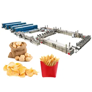 Full Automatic Industrial Fresh Sweet Indian Potato Chip Fry Crisp Make Machine Production Line