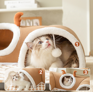 Modernes Heiz katzen bett mit rutsch festem Boden Interaktiver Haustierspielzeug-Katzen tunnel und Matte für den Innenbereich - Product Image 2