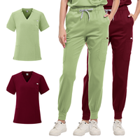 Ensembles d'uniformes d'allaitement professionnels pour femmes Ensemble de gommages Uniformes d'infirmière pour haut et pantalon de médecin hospitalier avec col en V à poches multiples