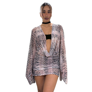 Nuovo Abito Sexy e Chic Autunno/Inverno con Stampa Zebrata, Paillettes, Scollo a Barca e Maniche Lunghe - Product Image 5