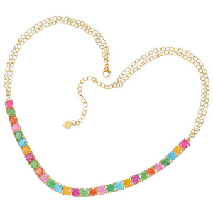 <span class=keywords><strong>Collier</strong></span> Jinyuan tendance pour <span class=keywords><strong>femme</strong></span>, micro-incrusté de zircons colorés, chaîne en bambou, style sportif, avec griffes arc-en-ciel et petits points incrustés - Product Image 5