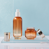 Nouvel ensemble de flacons et pots cosmétiques de luxe en verre personnalisés 30g/50g 50/120/150ml Pompe à sérum et lotion orange pour soins de la peau