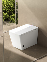 Inodoro Inteligente de Una Pieza con Bidé Integrado, Pantalla LED y Dial Giratorio, Taza de Cerámica Blanca para Baño