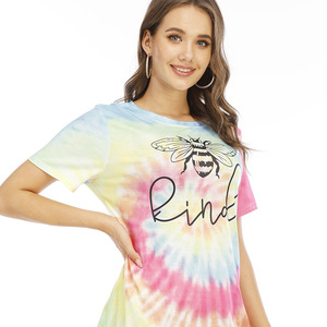 2025 t-shirt oversize in cotone da <span class=keywords><strong>donna</strong></span> di alta qualità 100% lavorato a maglia con stampa di caratteri estivi <span class=keywords><strong>abbigliamento</strong></span> da <span class=keywords><strong>donna</strong></span> - Product Image 2