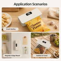Machine à sceller semi-automatique magnétique en plastique, mini, plusieurs modes de scellage, batterie rechargeable, capacité de 2 à 16 secondes pour le stockage des aliments